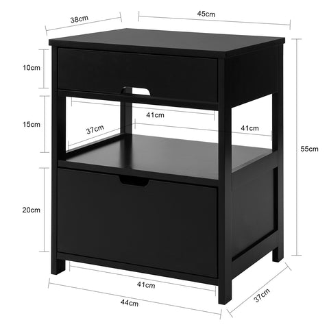 Nightstand Bedside Table with 2 Drawers, FRG258-SCH