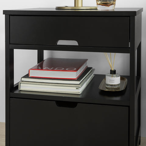Nightstand Bedside Table with 2 Drawers, FRG258-SCH
