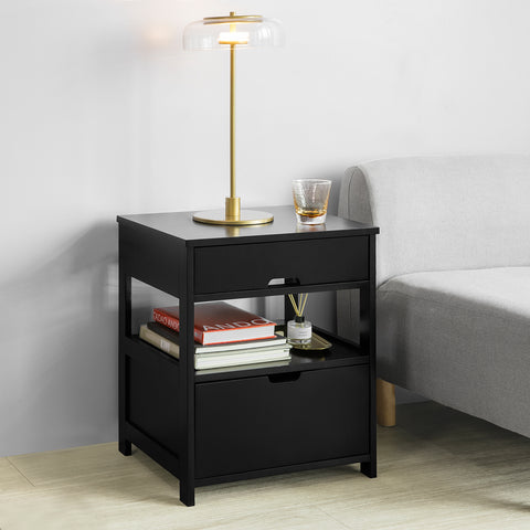 Nightstand Bedside Table with 2 Drawers, FRG258-SCH