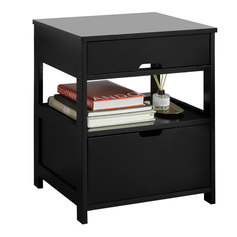 Nightstand Bedside Table with 2 Drawers, FRG258-SCH