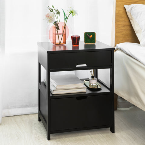 Nightstand Bedside Table with 2 Drawers, FRG258-SCH