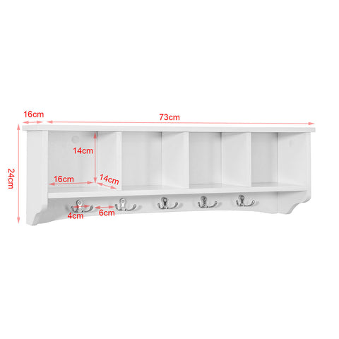Wall Storage Coat Rack Cupboard White Wood, FRG48-L-W