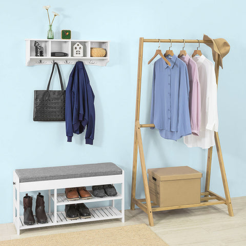 Wall Storage Coat Rack Cupboard White Wood, FRG48-L-W