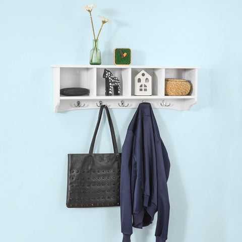 Wall Storage Coat Rack Cupboard White Wood, FRG48-L-W