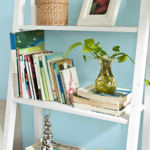 5 Tiers Ladder Bookcase Display Shelf, FRG61-W