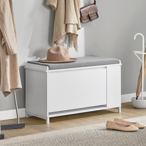 1 Flip-Drawer & Side Shelf Shoe Bench, FSR105-W