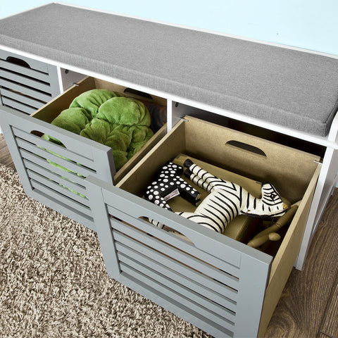 3 Drawers Gray Storage Bench, FSR23-HG