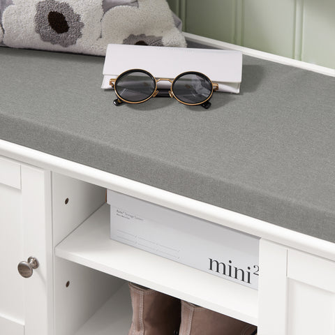 2 Cabinet Doors Storage Bench with Shelf, FSR35-W